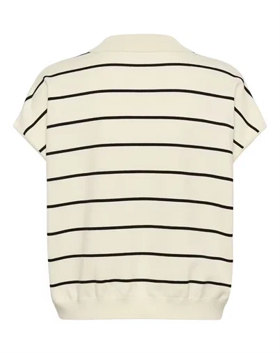 Gestuz - GZSaia Pullover Polo - Egret/Black Striped 